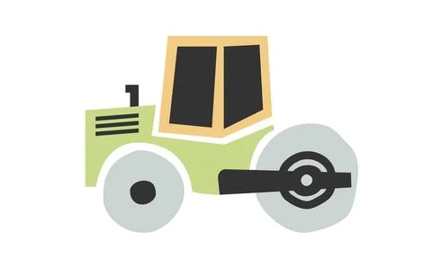 Scandi style road roller vector illustration for kids イラスト素材