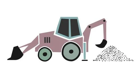 Scandi style wheel loader vector illustration for kids Illustrazione stock