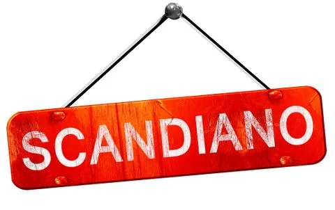 Scandiano, 3D rendering, a red hanging sign Stock Illustration