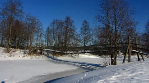 Scandinavia Finland Finnish hanging bridge Stock Footage