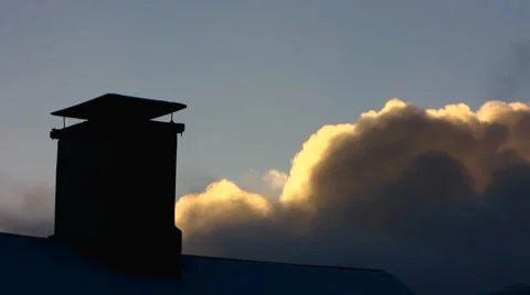 Scandinavia Finland Rauma steam smoke plume from chimney Stock Footage