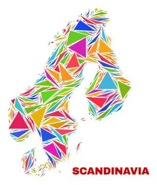 Scandinavia Map - Mosaic of Color Triangles Stock Illustration