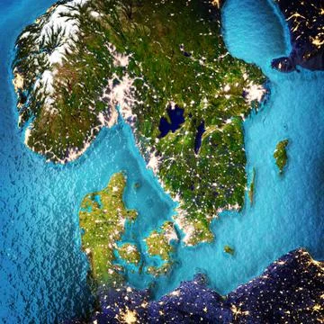 Scandinavia space background 3d rendering Stock Illustration