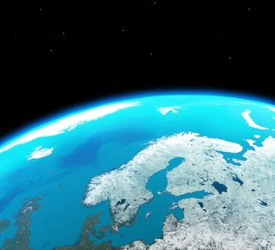 Scandinavia viewed from outer space Иллюстрация