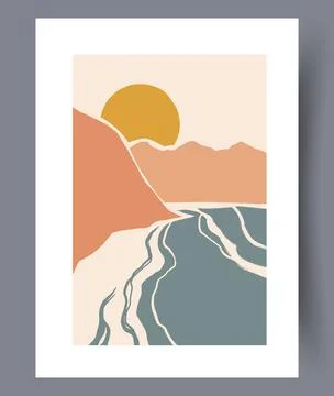 Scandinavian abstract vector print set. Stock Illustration