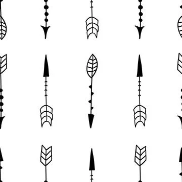 Scandinavian arrow seamless pattern. Vector black and white monochrome scandi Stockillustratie