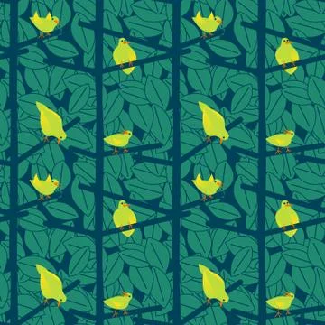 Scandinavian-BirdsInTree-Pattern Stock Illustration