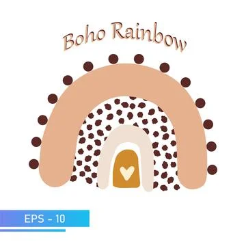Scandinavian boho rainbow in simple soft colors for nursery room decor. Isolated Stock Illustration
