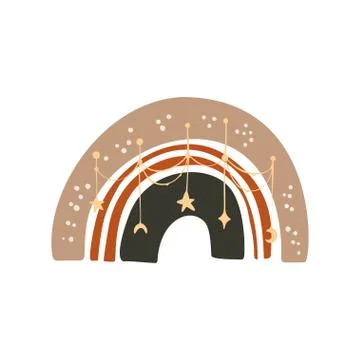 Scandinavian boho vector rainbow. Stock Illustration