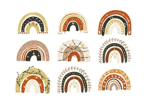 Scandinavian boho vector rainbow. Stock Illustration