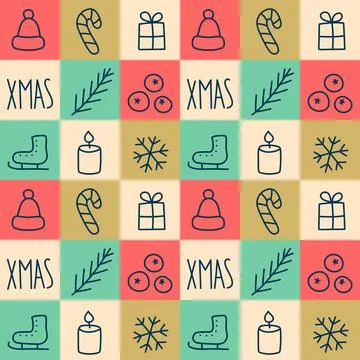 Scandinavian Christmas pattern for wrap. Doodle, vector Illustrazione stock