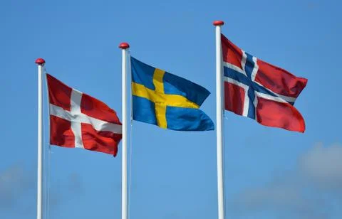 Scandinavian flags Stock Photos