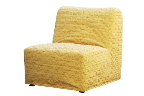 Scandinavian folding chair bed with yellow slipcover. 3d render Stock Illustration