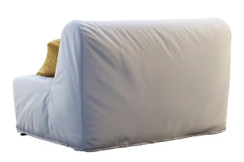 Scandinavian folding sofa bed with colored pillows. 3d render Stock Illustration