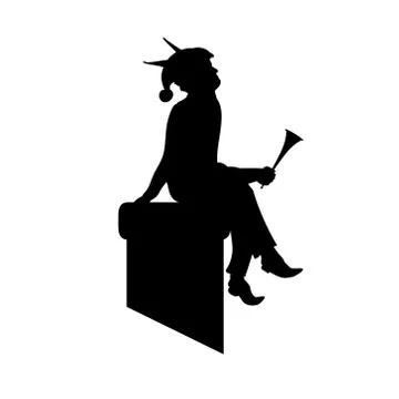 Scandinavian folklore elf silhouette vector illustration. Christmas holiday Stock Illustration