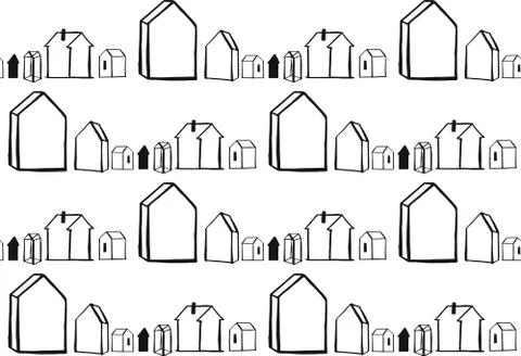 Scandinavian geometric pattern vector background. houses scandinavian seamless Stock Illustration