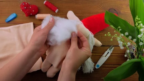 Scandinavian gnome making step by step handmade tutorial Christmas decor DIY Video stock 154029100