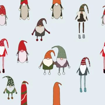 Scandinavian gnomes seamless pattern. Stock Illustration