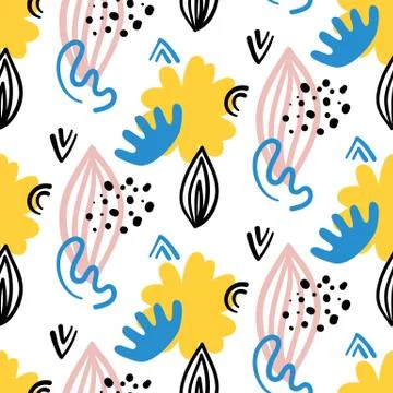 Scandinavian hand drawn seamless pattern Stock Illustration
