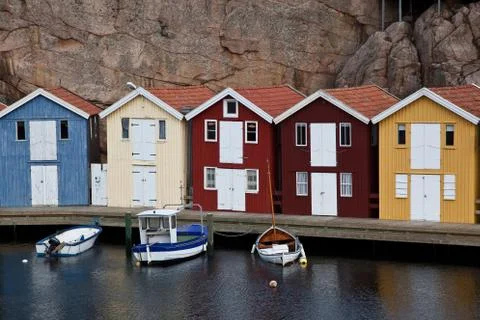 Scandinavian huts Stock Photos