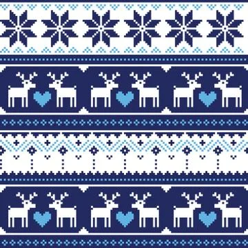 Scandinavian knitted seamless pattern with deer Stock Illustration