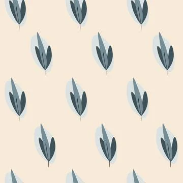 Scandinavian Leaf Branch Seamless Pattern Orange Sage Green Peach Backgroun.. Stock Illustration