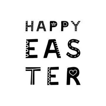 Scandinavian lettering happy Easter. Stock Illustration