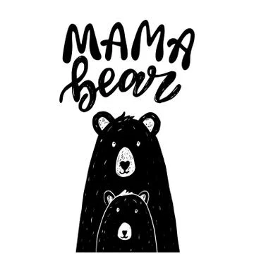Scandinavian mama bear vector with funny lettering Stock Illustration