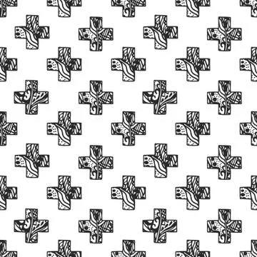 Scandinavian minimal style cross pattern with openwork net texture 스톡 일러스트