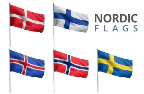 Scandinavian Nordic Flags Stock Illustration