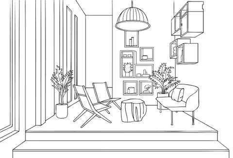 Scandinavian Office Space Stock Illustration