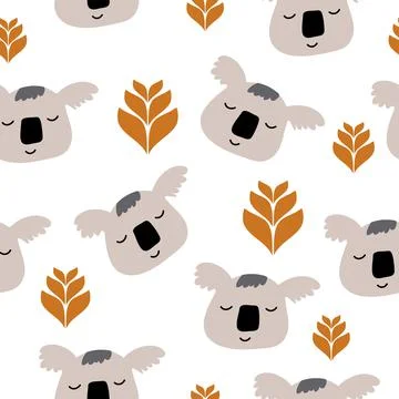 Scandinavian Panda Seamless Pattern Background, Happy cute panda and tropical Illustrazione stock