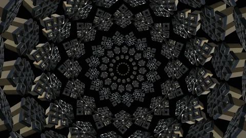 Scandinavian pattern. 3D shapes laid out in circles. Gold and silver. Slowly Stock Footage 150558671