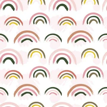 Scandinavian pattern. Creative baby rainbow print. Nursery kids fabric seamless Illustrazione stock