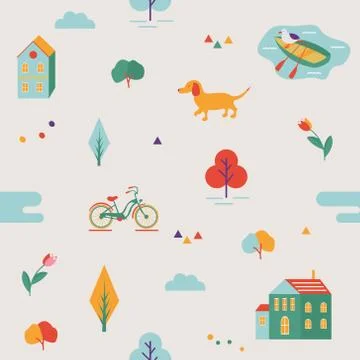 Scandinavian pattern with different elements Stock Illustration