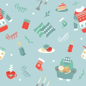 Scandinavian pattern with different elements Stock Illustration