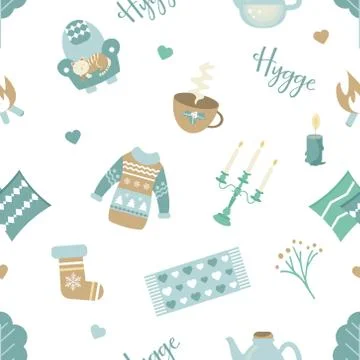 Scandinavian pattern with different elements Stock Illustration