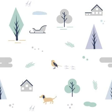 Scandinavian pattern with different elements Stock Illustration