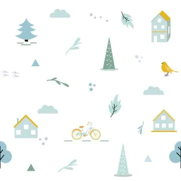 Scandinavian pattern with different elements Stock Illustration