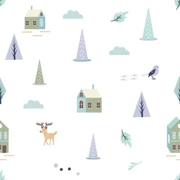 Scandinavian pattern with different elements Stock Illustration