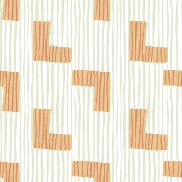Scandinavian pattern with orange red-lined corners. White background with lil Stock Illustration