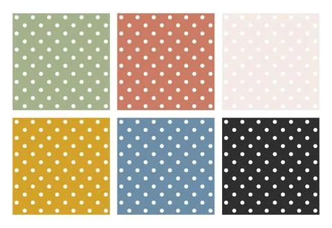 Scandinavian polka dots seamless pattern set nordic minimal dotted backgrounds Stock-Illustration