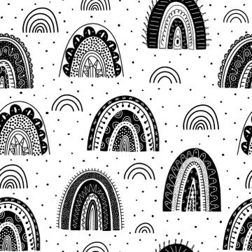 Scandinavian rainbows seamless pattern Stock Illustration