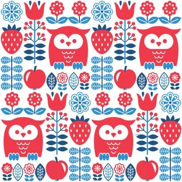 Scandinavian seamless cute pattern, inspired by Swedish and Finnish Stock Illustration