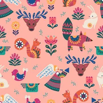 Scandinavian seamless pattern Stock Illustration