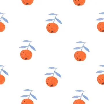 Scandinavian seamless pattern. Nordic winter style. Hygge tangerine. Stock Illustration