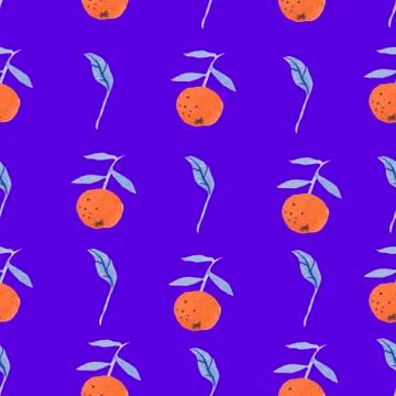 Scandinavian seamless pattern. Nordic winter style. Hygge tangerine with leav Stock Illustration