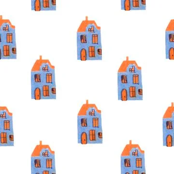 Scandinavian seamless pattern. Nordic winter style. Hygge house. Stock Illustration