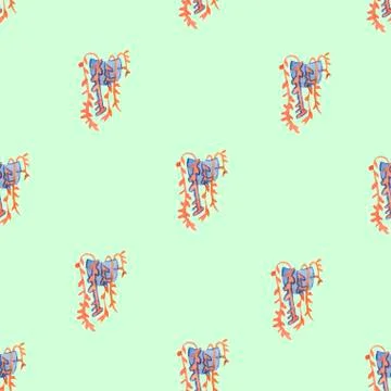 Scandinavian seamless pattern. Nordic winter style. Hygge houseplant. Stock Illustration