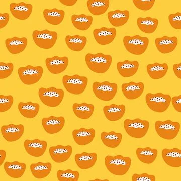 Scandinavian seamless pattern with random little orange abstract kids figures 스톡 일러스트